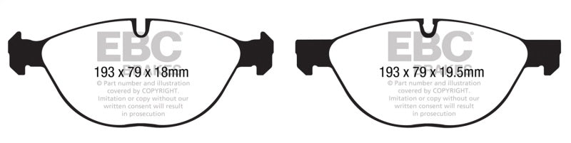 EBC Yellowstuff Brake Pad Sets - EBC 10-14 BMW X5 4.4 Twin Turbo (50) Yellowstuff Front Brake Pads
