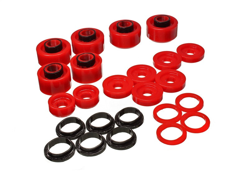 ES Body Mounts - Red - Energy Suspension 05-07 Ford F250/F350 2/4WD Red Body Mount Set