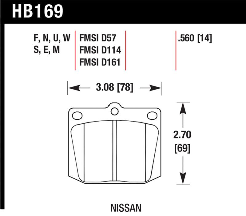 HAWK HT-10 Brake Pad Sets - Hawk Nissan 810/240Z/260Z/280Z/620 / Toyota Corona/Cressida/Crown/PU HT-10 Front Race Brake Pads