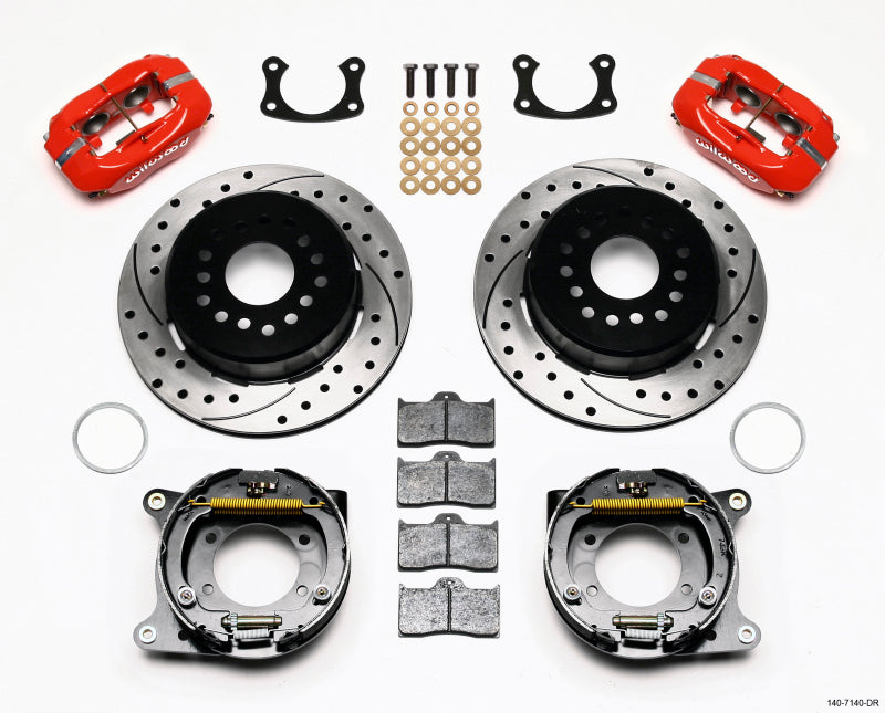 WIL Dynalite Brake Kit - Wilwood Forged Dynalite P/S P-B Kit Drilled-Red New Big Ford 2.50in Offset