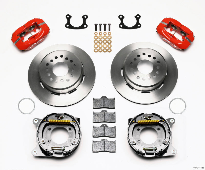 WIL Dynalite Brake Kit - Wilwood Forged Dynalite P/S Park Brake Kit Red Small Ford 2.66in Offset