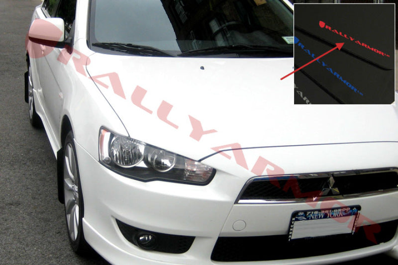 RAL UR Blk Flap/Rd Logo - Rally Armor 07-17 Mitsubishi Lancer Black UR Mud Flap w/ Red Logo