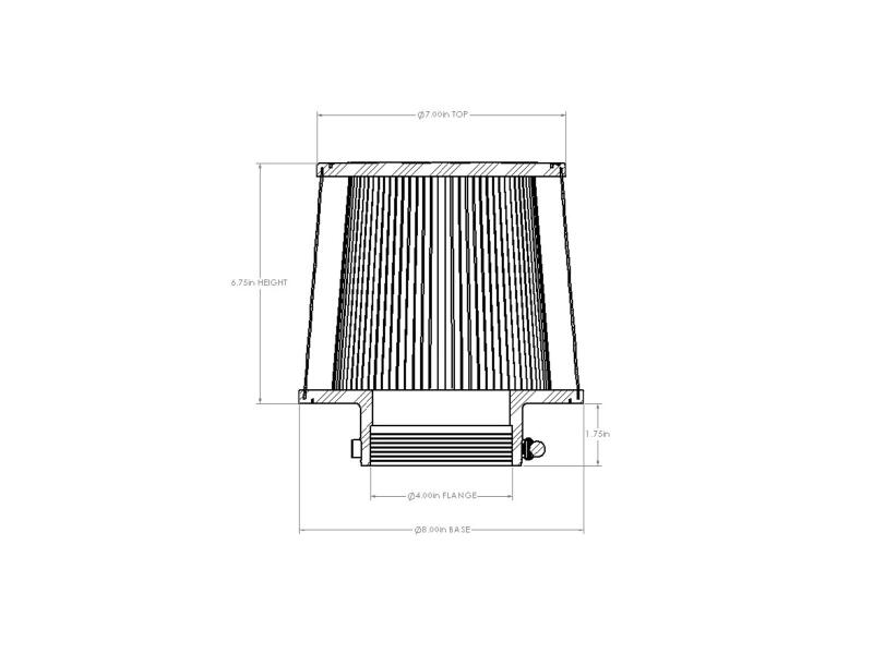 AFE Universal D2 Dura Dry Air Filter - aFe Magnum FORCE Intake Replacement Air Filter w/ Dura Dry Media 3-7/8in F x8in B x 7in T x6-3/4in H