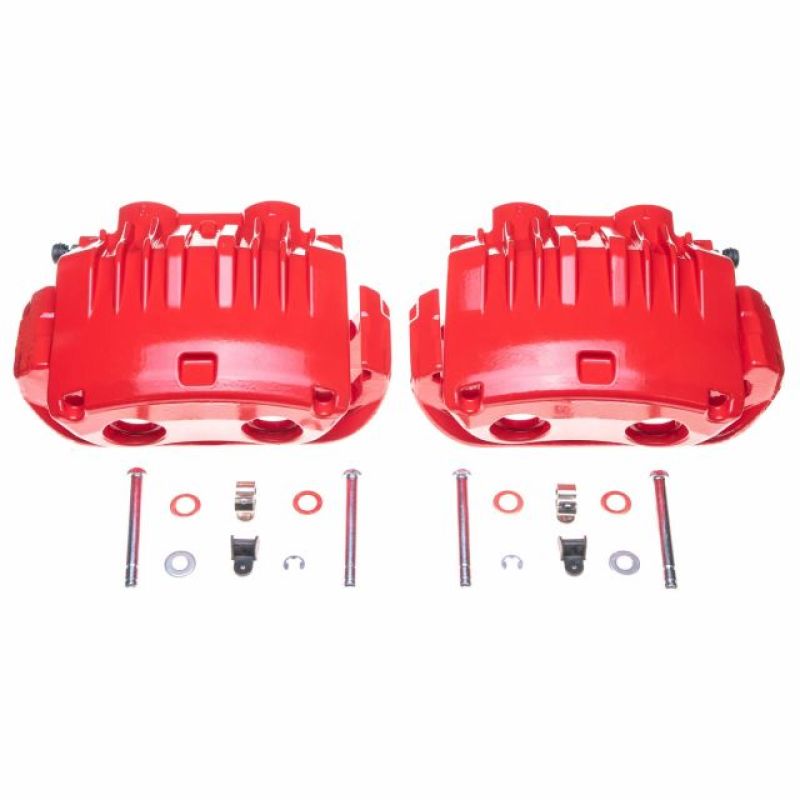 PSB Red Calipers - Power Stop 94-98 Ford Mustang Front Red Calipers w/Brackets - Pair