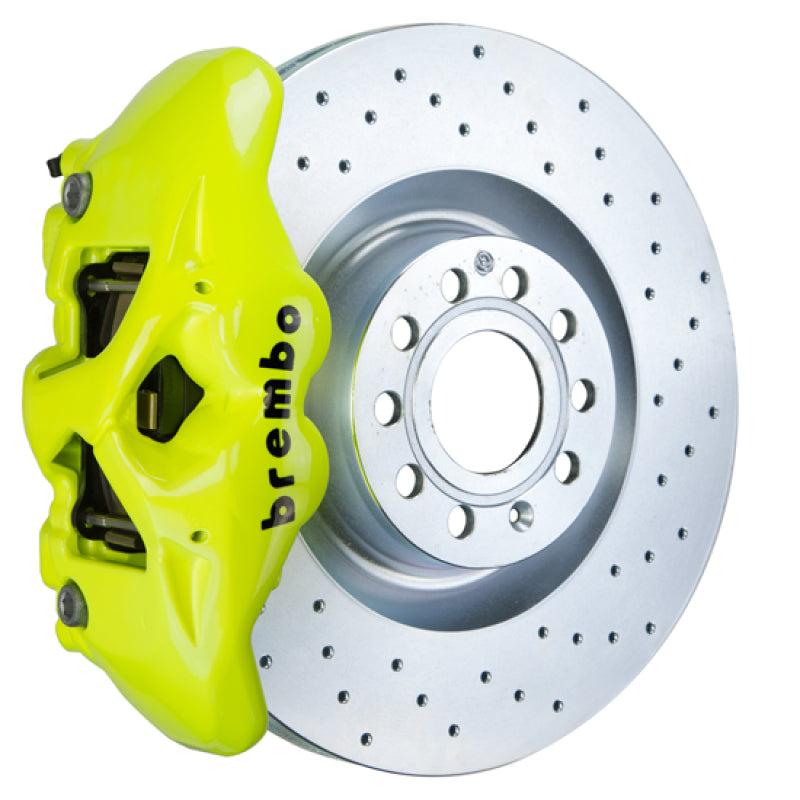 BRB Big Brake Kits - Brembo 14-20 A3 Front GT BBK 4 Piston Cast 345x30 1pc Rotor Drilled-Fluo. Yellow