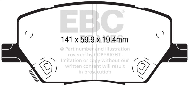 EBC Yellowstuff Brake Pad Sets - EBC 2015+ Fiat 500X 1.4L Turbo Yellowstuff Front Brake Pads