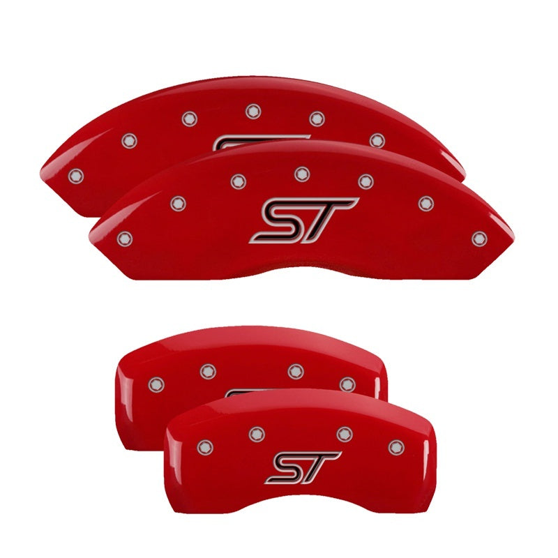 MGP Caliper Covers 4 Logo - MGP 4 Caliper Covers Engraved Front & Rear ST Red finish silver ch