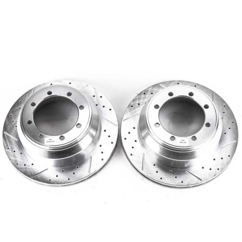 PSB Evolution Drill/Slot Rotor - Power Stop 99-04 Ford F-350 Super Duty Rear Evolution Drilled & Slotted Rotors - Pair