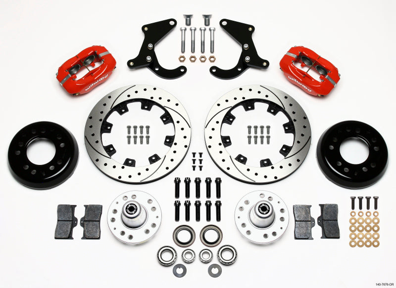 WIL Dynalite Brake Kit - Wilwood Forged Dynalite Front Kit 12.19in Drilled Red 55-57 Chevy
