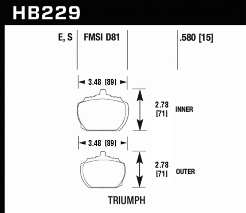 HAWK HT-10 Brake Pad Sets - Hawk 70-73 Triumph Stag / 80-82 Triumph TR8 HT-10 Race Front Brake Pads