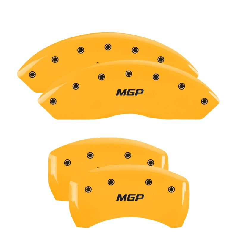 MGP Caliper Covers 4 Standard - MGP 4 Caliper Covers Engraved Front & Rear MGP Yellow Finish Black Char 2014 Toyota Tundra