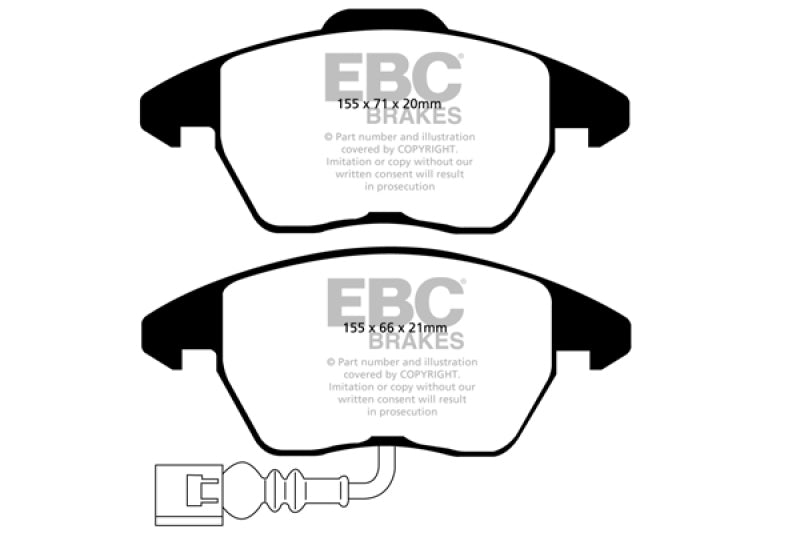 EBC Yellowstuff Brake Pad Sets - EBC 07-09 Audi TT 2.0 Turbo Yellowstuff Front Brake Pads