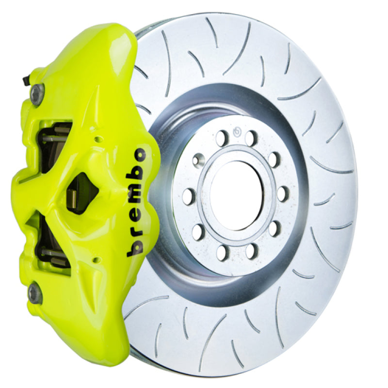 BRB Big Brake Kits - Brembo 07-15 TT 2.0T/3.2L/09-15 TTS Fr GT BBK 4Pist Cast 345x30 1pc Rotor Slot Type3- Fluo. Yellow