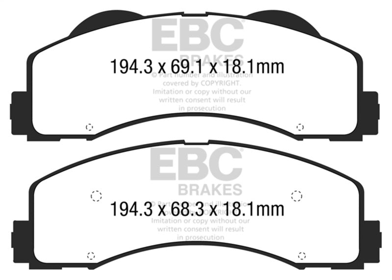EBC Greenstuff Brake Pad Sets - EBC 15+ Ford F150 2.7 Twin Turbo (2WD) Greenstuff Front Brake Pads