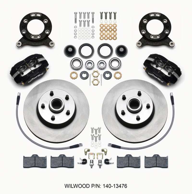 WIL Dynalite Brake Kit - Wilwood Forged Dynalite-M Front Kit 11.30in 1 PC Rotor&Hub 1965-1969 Mustang Disc & Drum Spindle