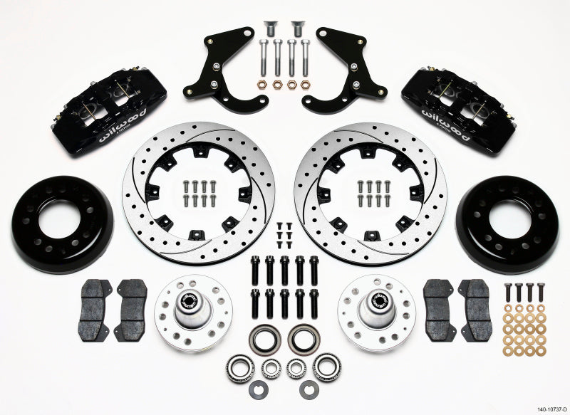WIL Dynapro Brake Kit - Wilwood Dynapro 6 Front Hub Kit 12.19in Drilled 55-57 Chevy