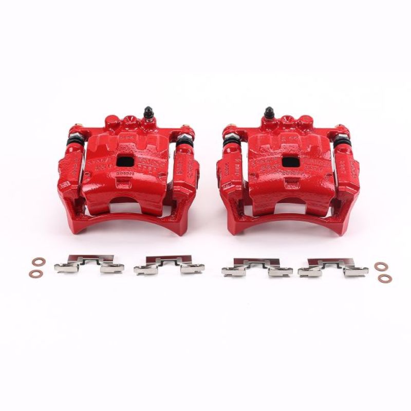 PSB Red Calipers - Power Stop 11-17 Ford Fiesta Front Red Calipers w/Brackets - Pair