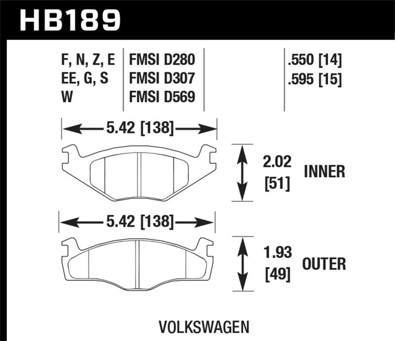HAWK Blue 9012 Brake Pad Sets - Hawk Blue 9012 Brake Pads Volkswagen
