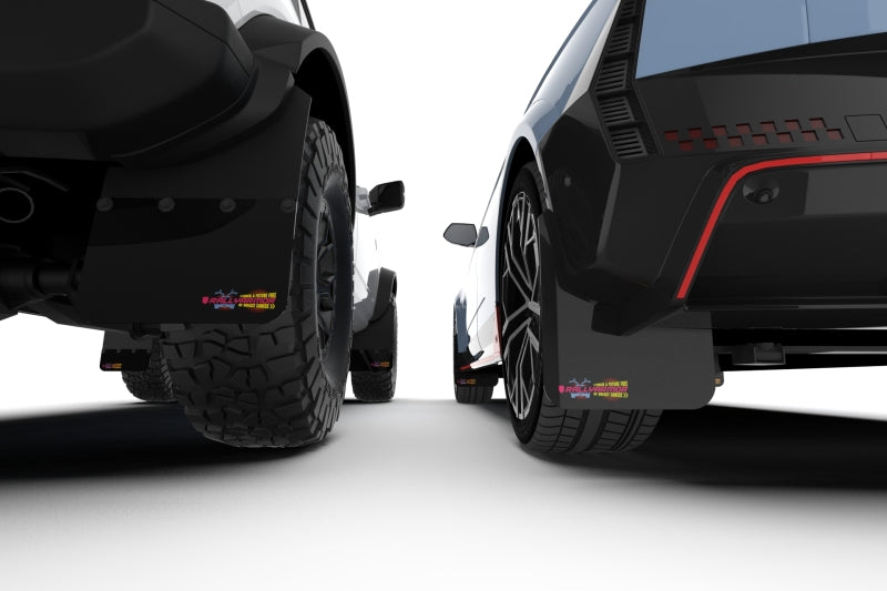 RAL BCE Black Flap / Pink Logo - Rally Armor 21-25 Ford Bronco RR-ST Rock Rail-Steel Rear Bumper Black Mud Flap BCE Pink Logo