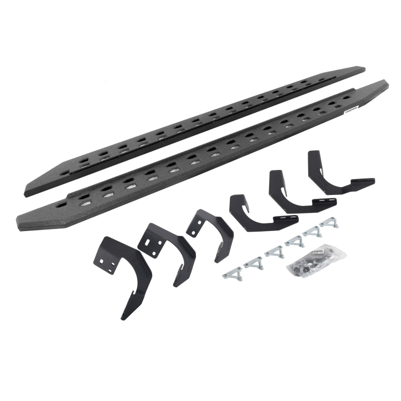 GOR RB20 Slim Running Boards - Go Rhino 15-22 Ram 1500 QC 4DR (Clssc Bdy) RB20 Slim Running Boards Kit (w/Brackets) - Bedliner Coat