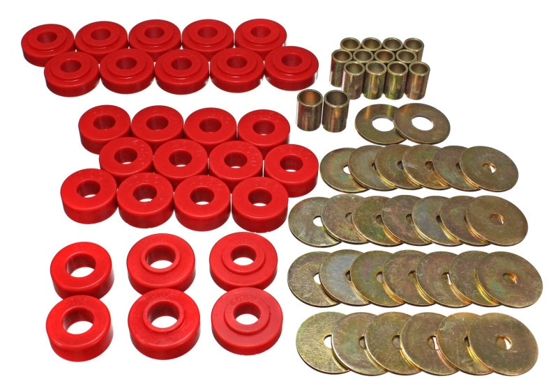 ES Body Mounts - Red - Energy Suspension 65-67 Chevy Malibu/Chevelle/El Camino/Monte Carlo Body Mount Set