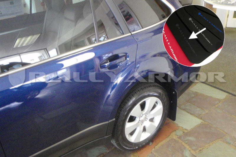 RAL UR Blk Flap/Grey Logo - Rally Armor 10-14 Subaru Outback Black UR Mud Flap w/ Grey Logo