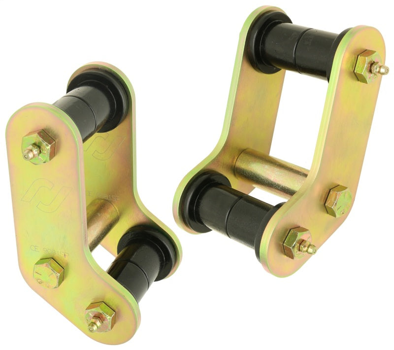 ROK Leafspring Components - RockJock Boomerang YJ Leaf Spring Shackles Rear w/ Urethane Bushings For Pro Comp Springs