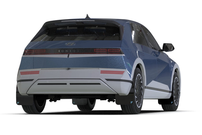 RAL UR Blk Flap/Teal Logo - Rally Armor 22-24 Hyundai Ioniq 5 Black UR Mud Flap Light Blue Battery Logo