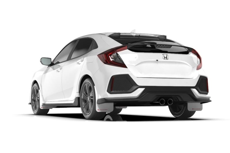 RAL UR White Flap/Red Logo - Rally Armor 17-21 Honda Civic Sport/Sport Touring White UR Mud Flap w/Red Logo