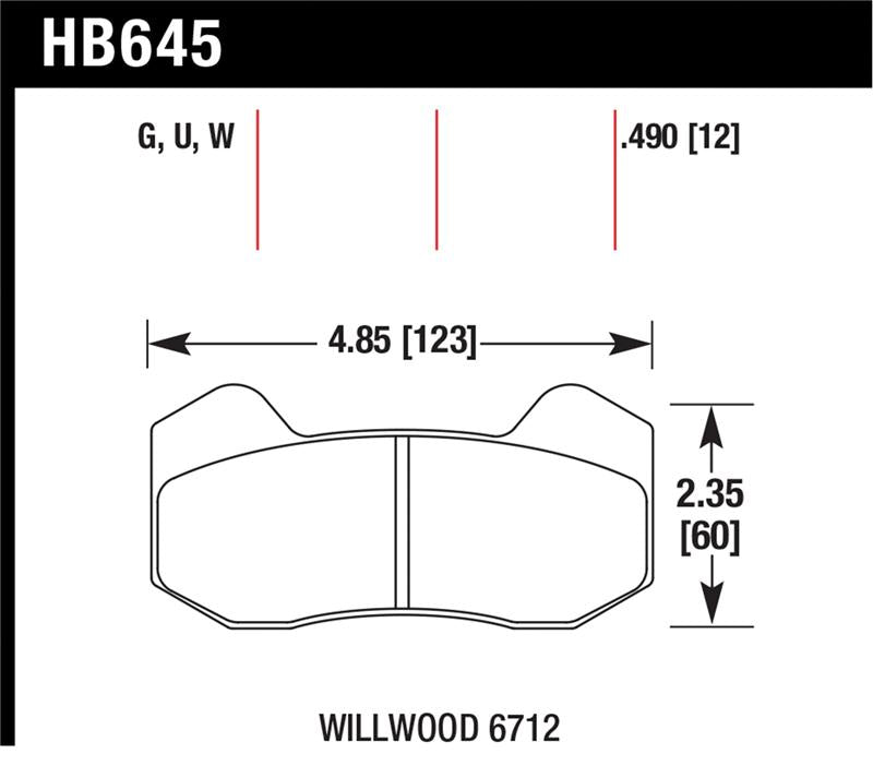 HAWK DTC-60 Brake Pad Sets - Hawk Wilwood Type 6712 DTC-60 Brake Pads