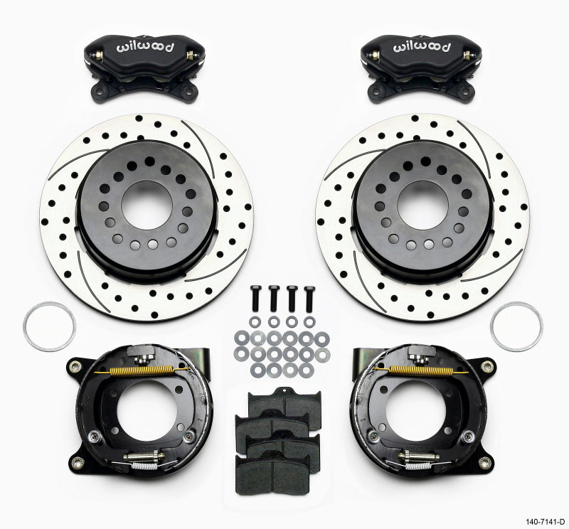 WIL Dynalite Brake Kit - Wilwood Forged Dynalite P/S Park Brake Kit Drilled Chevy 12 Bolt w/ C-Clips