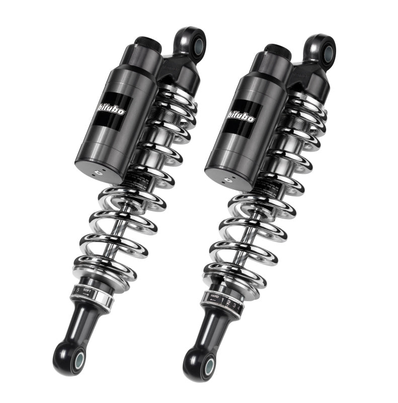 BIT WMT0 Twinshocks - Bitubo WMT0 Twinshocks Adj.: Spring Preload, Reb., Comp., Length 356mm, Piggyback Tank, Chr Edition