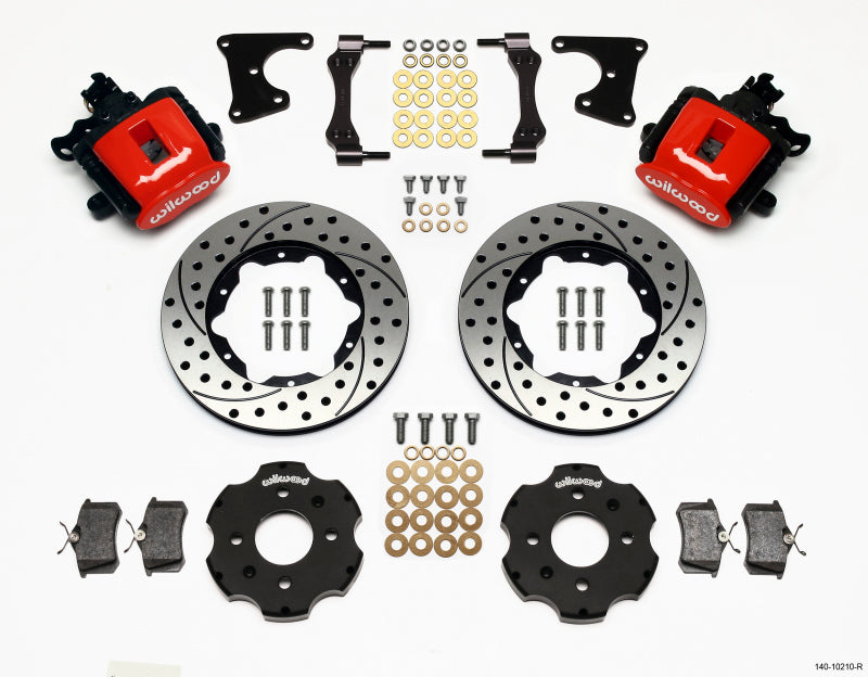 WIL Parking Brake Brake Kit - Wilwood Combination Parking Brake Rear Kit 11.00in Drilled Red Civic / Integra Drum 2.71 Hub Offset