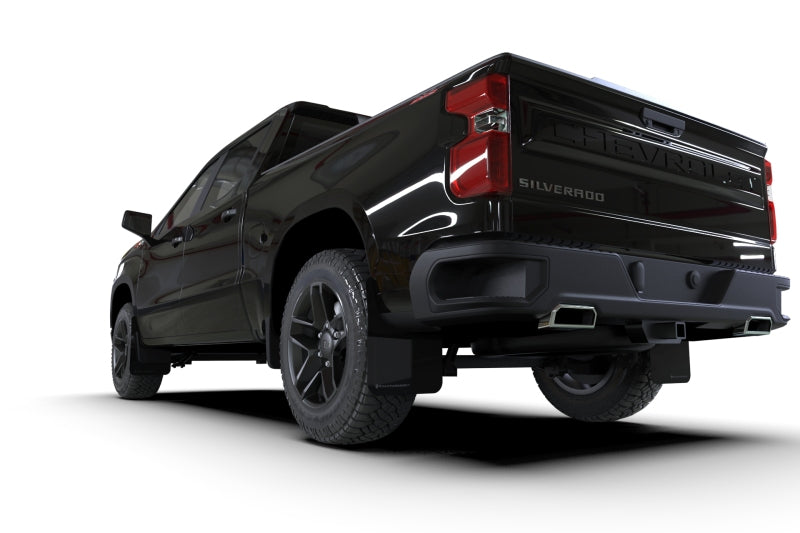 RAL UR Blk Flap/Rd Logo - Rally Armor 19-26 Gen 4 Chevy Silverado 1500 Black UR Mud Flap Metallic Red Logo