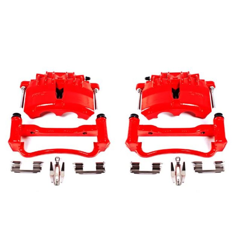 PSB Red Calipers - Power Stop 03-04 Ford Mustang Front Red Calipers w/Brackets - Pair