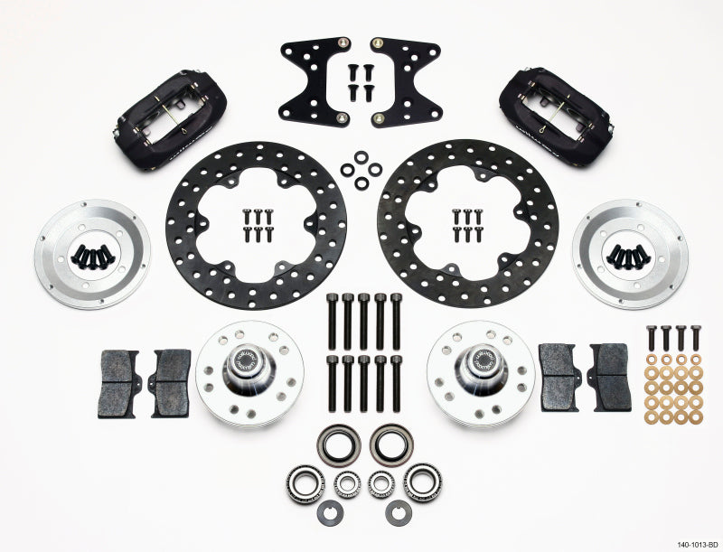WIL Dynalite Brake Kit - Wilwood Forged Dynalite Front Drag Kit Drilled Rotor 71-80 Pinto/Mustang II Disc & Drum