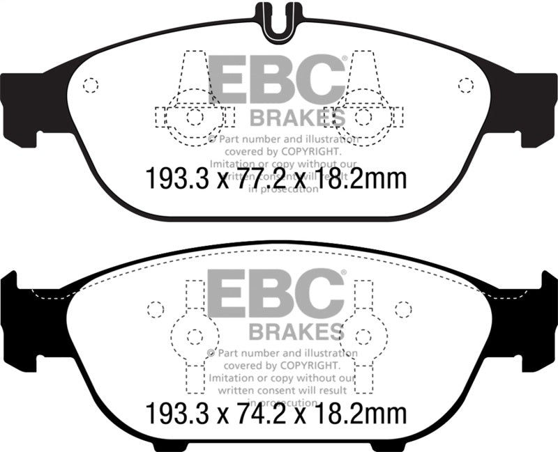 EBC Yellowstuff Brake Pad Sets - EBC 12+ Mercedes-Benz E550 4.6 Twin Turbo Coupe Yellowstuff Front Brake Pads