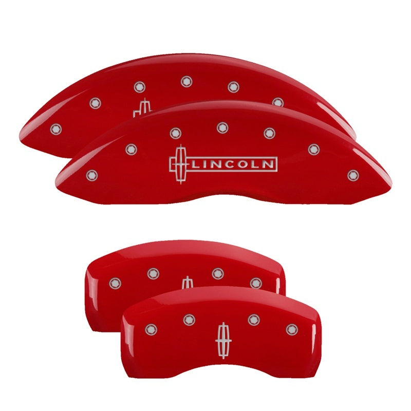 MGP Caliper Covers 4 Logo - MGP 4 Caliper Covers Engraved Front Lincoln Engraved Rear Star logo Red finish silver ch