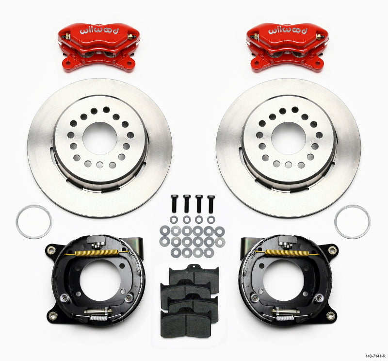 WIL Dynalite Brake Kit - Wilwood Forged Dynalite P/S Park Brake Kit Red Chevy 12 Bolt w/ C-Clips