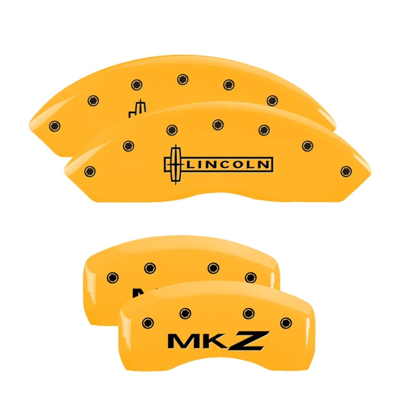 MGP Caliper Covers 4 Logo - MGP 4 Caliper Covers Engraved Front Lincoln Engraved Rear MKZ Yellow finish black ch
