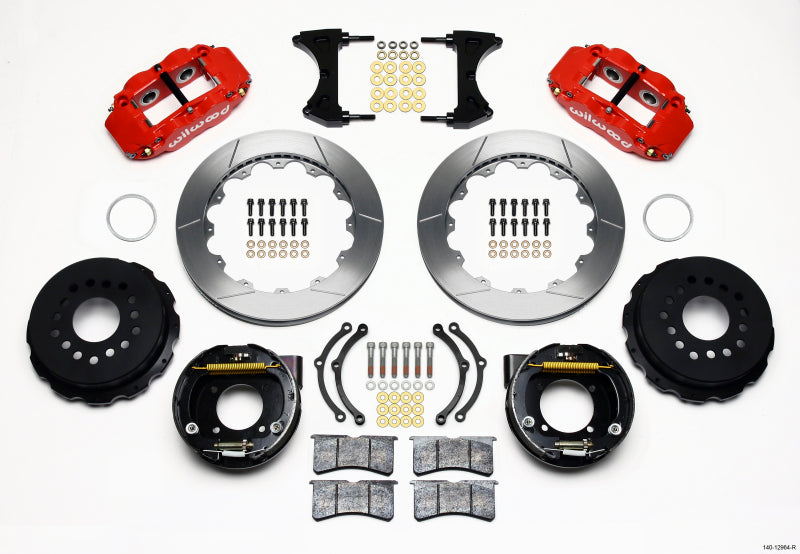 WIL Superlite Brake Kit - Wilwood Narrow Superlite 4R Rear P-Brk Kit 12.88in Red Chevy 12 Bolt w/ C-Clips