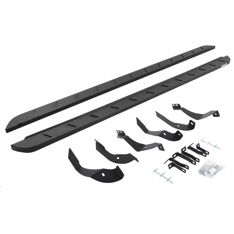 GOR RB10 Slim Running Boards - Go Rhino 15-19 GMC Sierra 2500/3500HD CC 4DR Dsl RB10 Slim Running Boards Kit(w/Brackets) - Tex. Blk