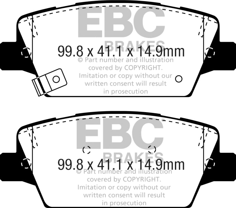 EBC Yellowstuff Brake Pad Sets - EBC 2017+ Kia Cadenza 3.3L Yellowstuff Rear Brake Pads