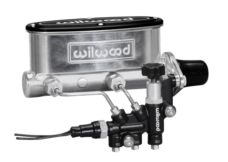 WIL Master Cylinder - Wilwood HV Tandem M/C Kit w L/H Bracket & Prop Valve - 1in Bore Ball Burnished
