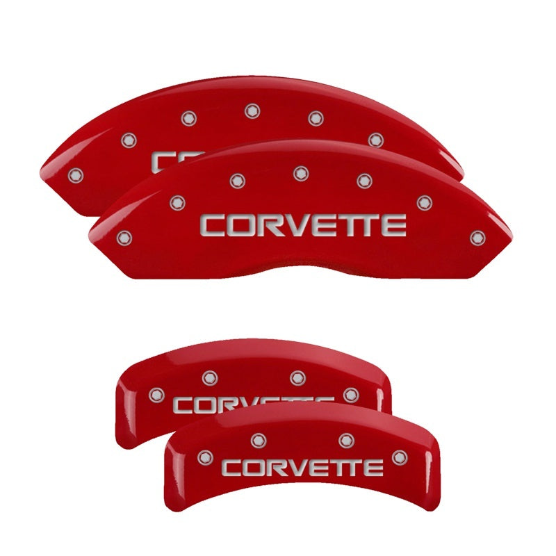 MGP Caliper Covers 4 Logo - MGP 4 Caliper Covers Gloss Red Engraved with Corvette C4 (Full Kit 4 Pieces)