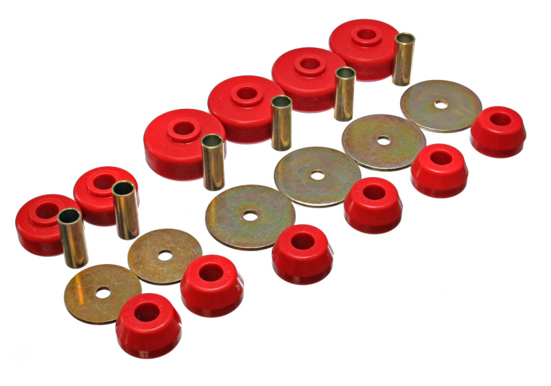 ES Body Mounts - Red - Energy Suspension 79-88 Toyota 4WD (Exc T-100 & Tundra) Red Body Cab Mount Set