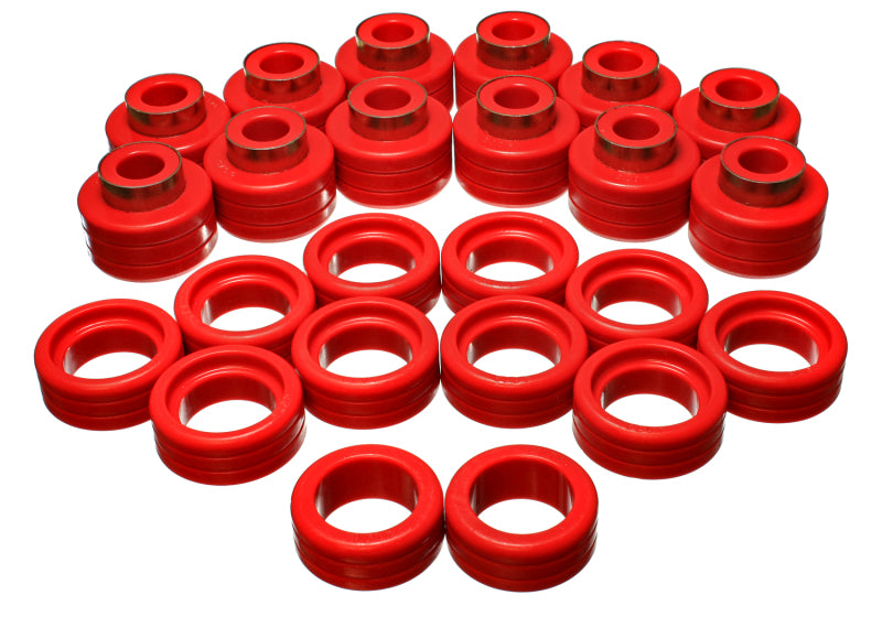 ES Body Mounts - Red - Energy Suspension 92-99 GM Denal XL/Suburban 2WD/Yukon XL 2WD Red Body (Cab) Mount Set