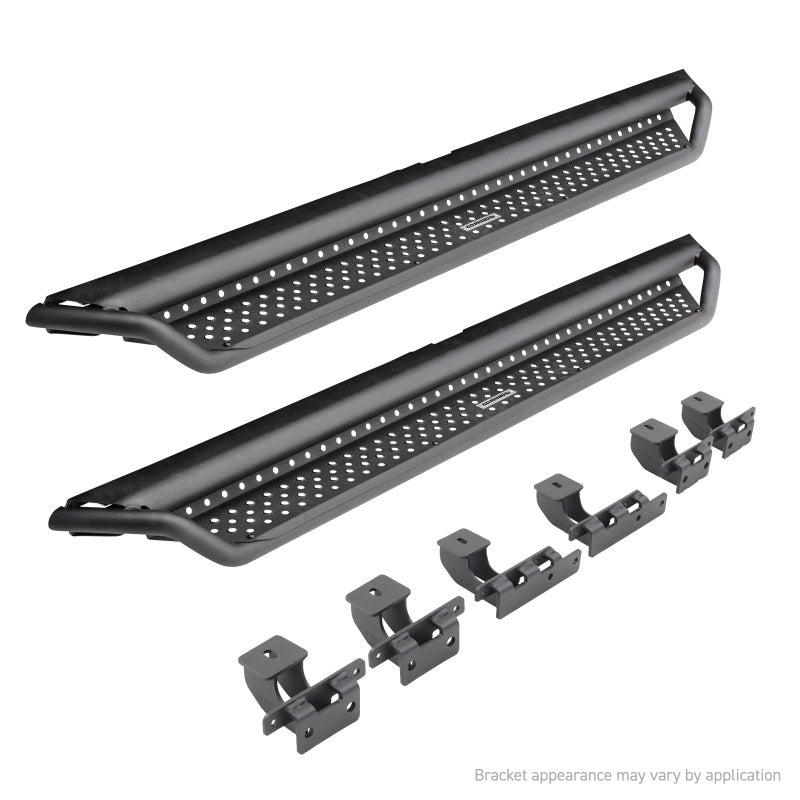GOR Dom Extreme D1 - Go Rhino 22-24 Toyota Tundra Double-Cab Dominator Xtreme D1 SideSteps (incl. Brackets) - Black
