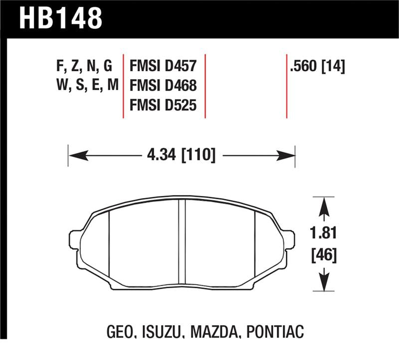 HAWK Black Brake Pad Sets - Hawk 89-93 Mazda Miata/MX-5 1.6L Black Race Front Brake Pads