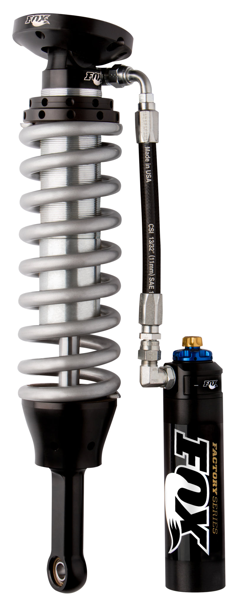 FOX 2.5 Factory Coilover Shock - Fox 05+ Tacoma 2.5 Factory Series 7.7in. Remote Res. Coilover Set w/DSC Adj. / Long Travel - Black